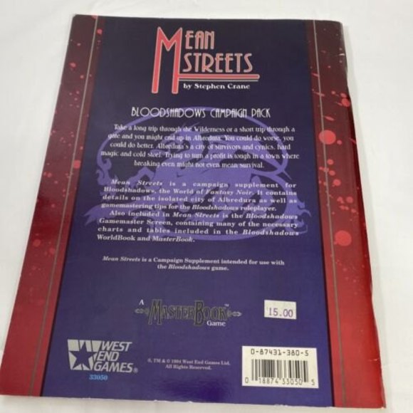 Mean Streets - Bloodshadows Campaign Pack- West End Games 1994 - Picture 2 of 2